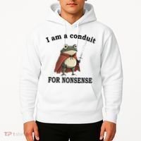 I Am A Conduit For Nonsense Funny Frog With Sword Hoodie thumb 2