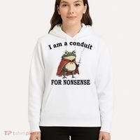 I Am A Conduit For Nonsense Funny Frog With Sword Hoodie thumb 5