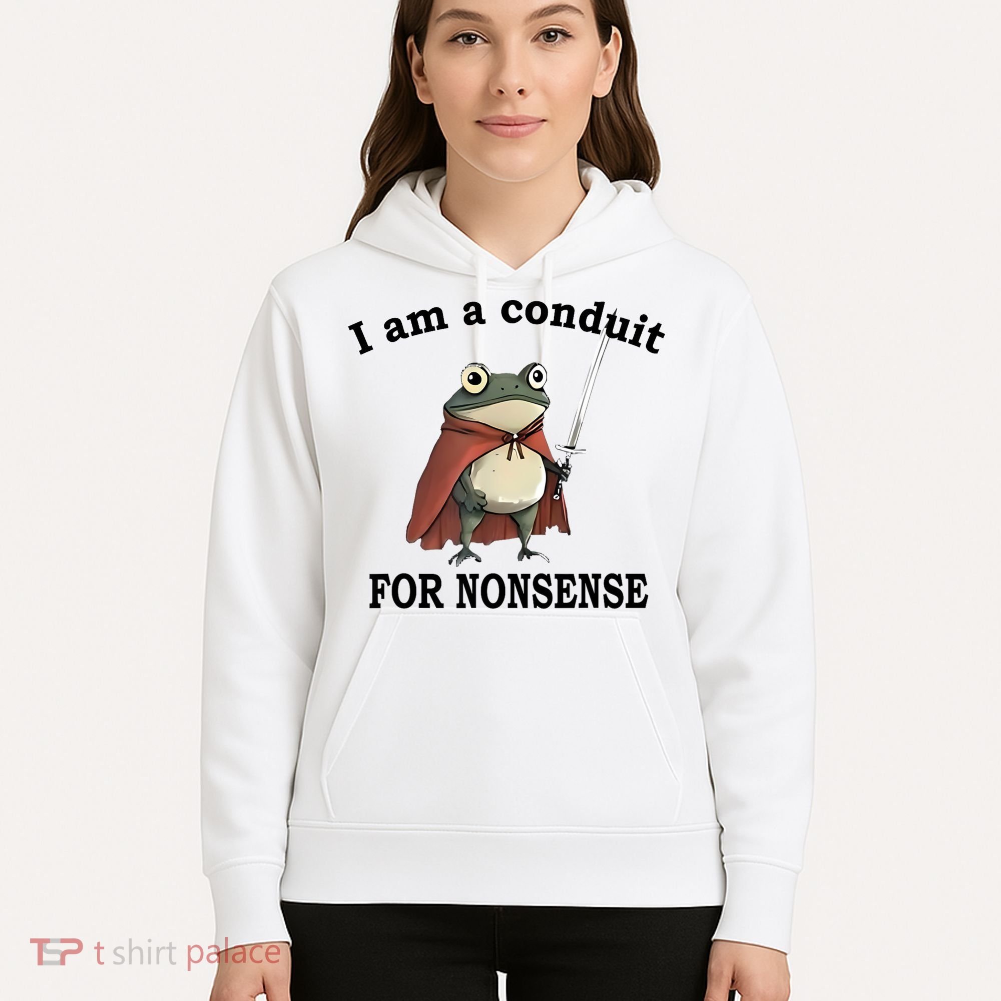 I Am A Conduit For Nonsense Funny Frog With Sword Hoodie
