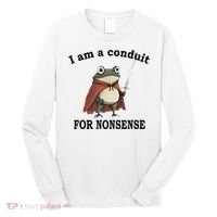 I Am A Conduit For Nonsense Funny Frog With Sword Long Sleeve Shirt thumb 0