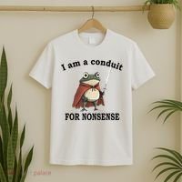 I Am A Conduit For Nonsense Funny Frog With Sword T-Shirt thumb 2
