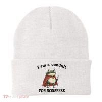 I Am A Conduit For Nonsense Funny Frog With Sword Beanie thumb 0