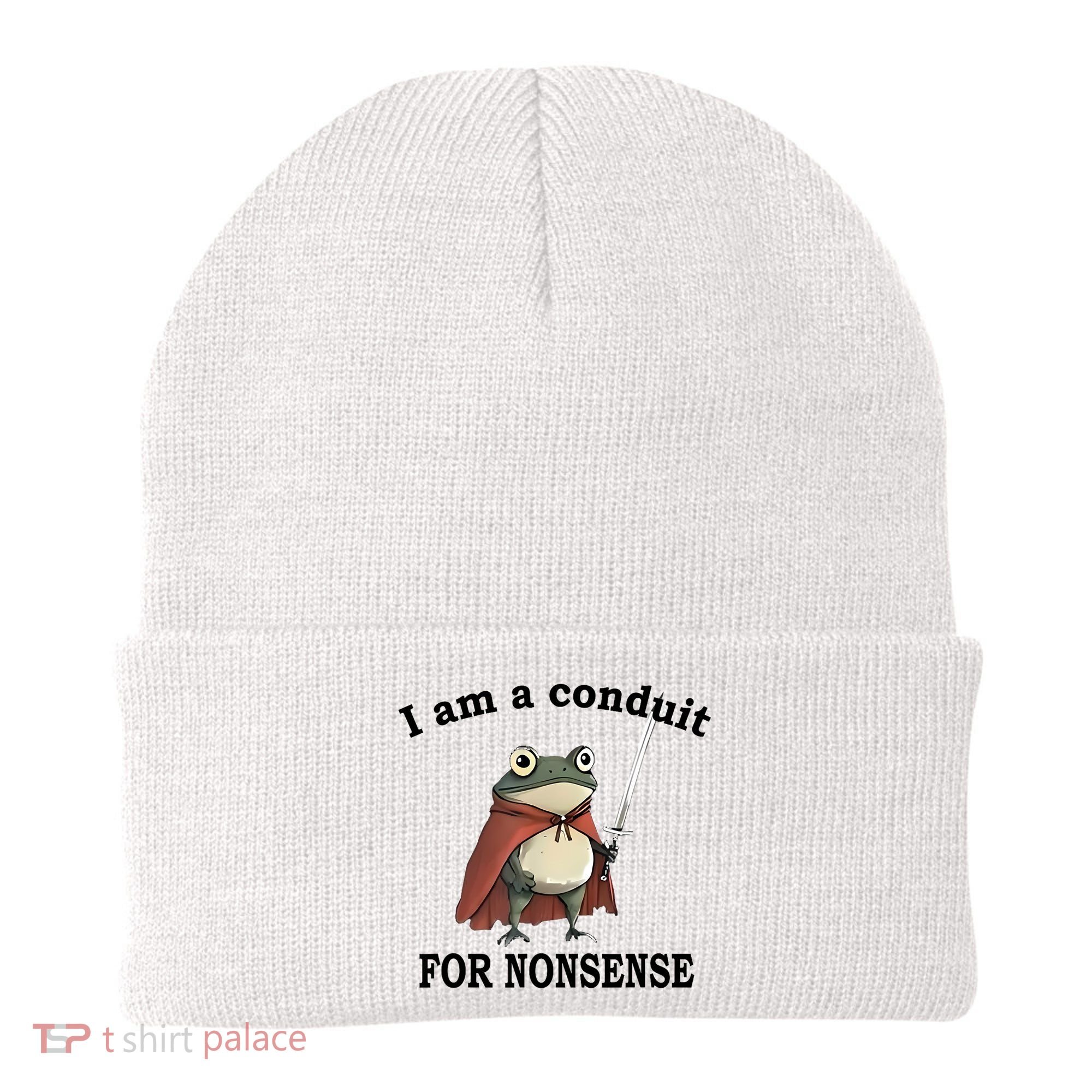 I Am A Conduit For Nonsense Funny Frog With Sword Beanie