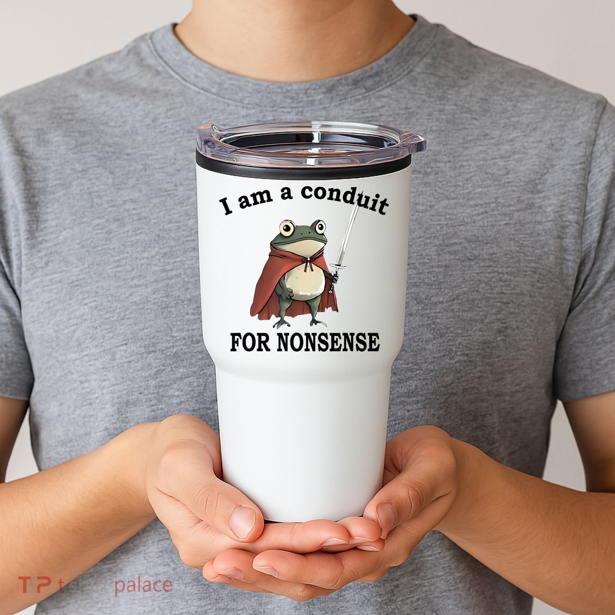 I Am A Conduit For Nonsense Funny Frog With Sword Tumbler