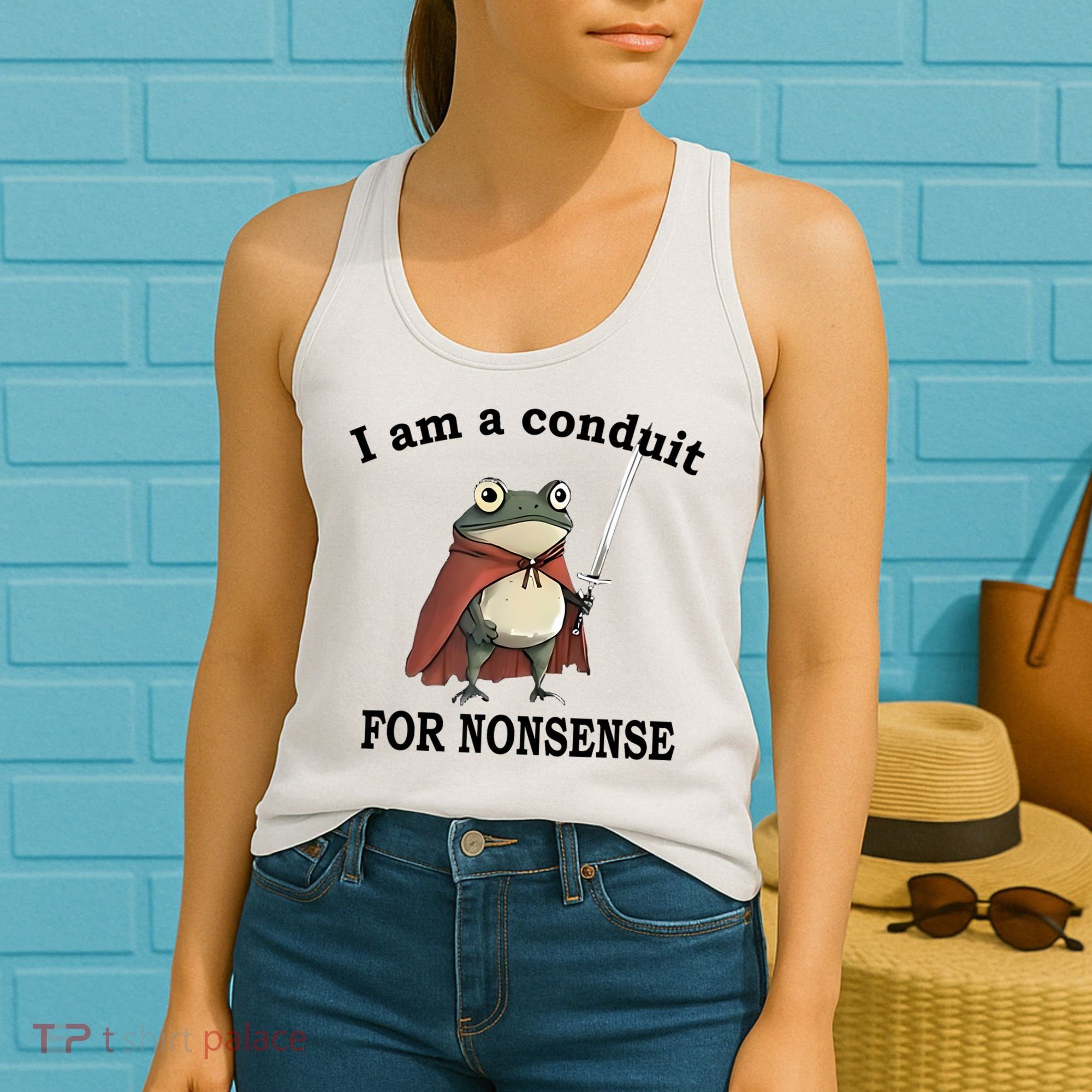 I Am A Conduit For Nonsense Funny Frog With Sword Women's Tank Top