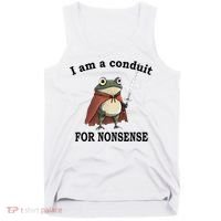 I Am A Conduit For Nonsense Funny Frog With Sword Tank Top thumb 0