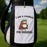 I Am A Conduit For Nonsense Funny Frog With Sword Golf Towel thumb 2