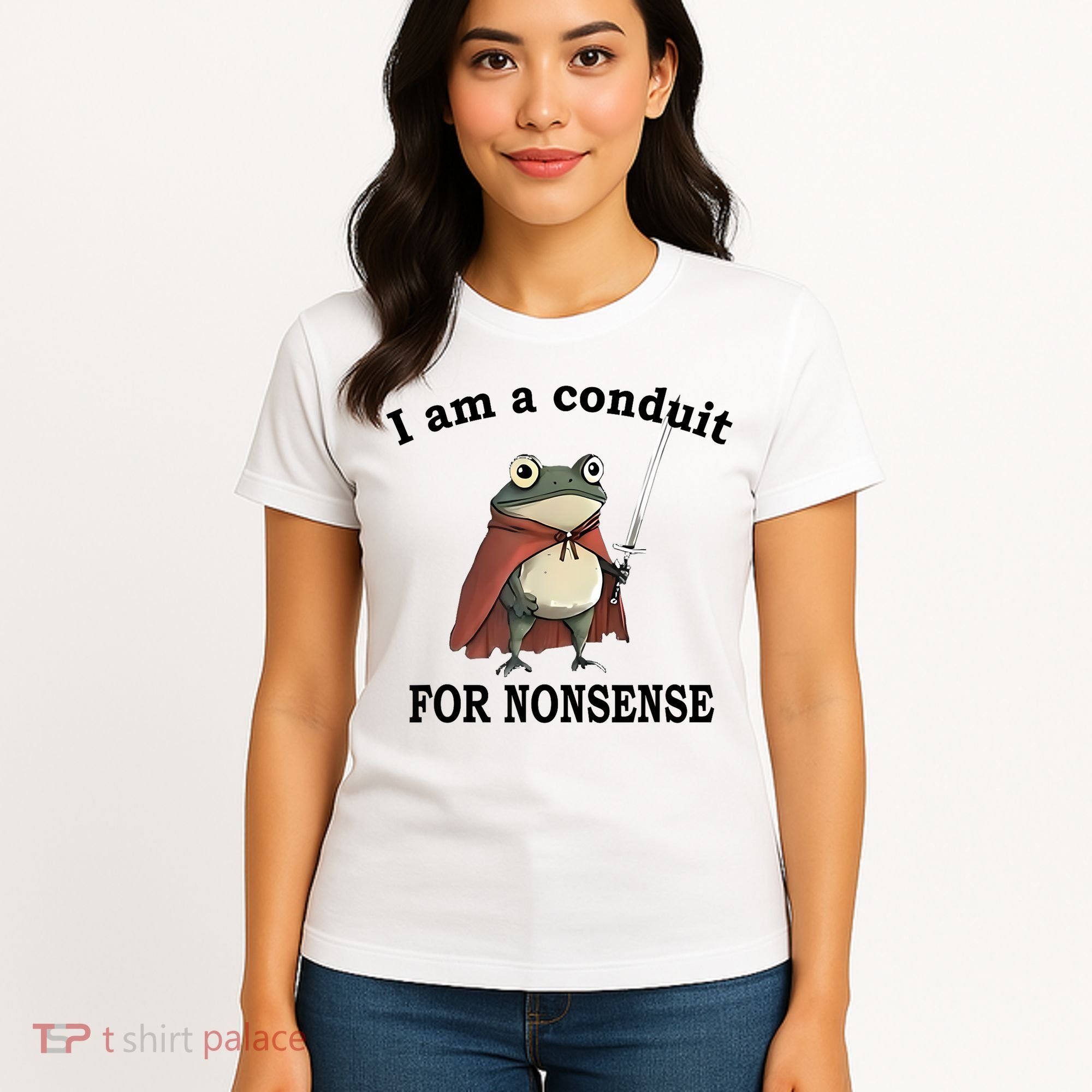 I Am A Conduit For Nonsense Funny Frog With Sword Women's T-Shirt