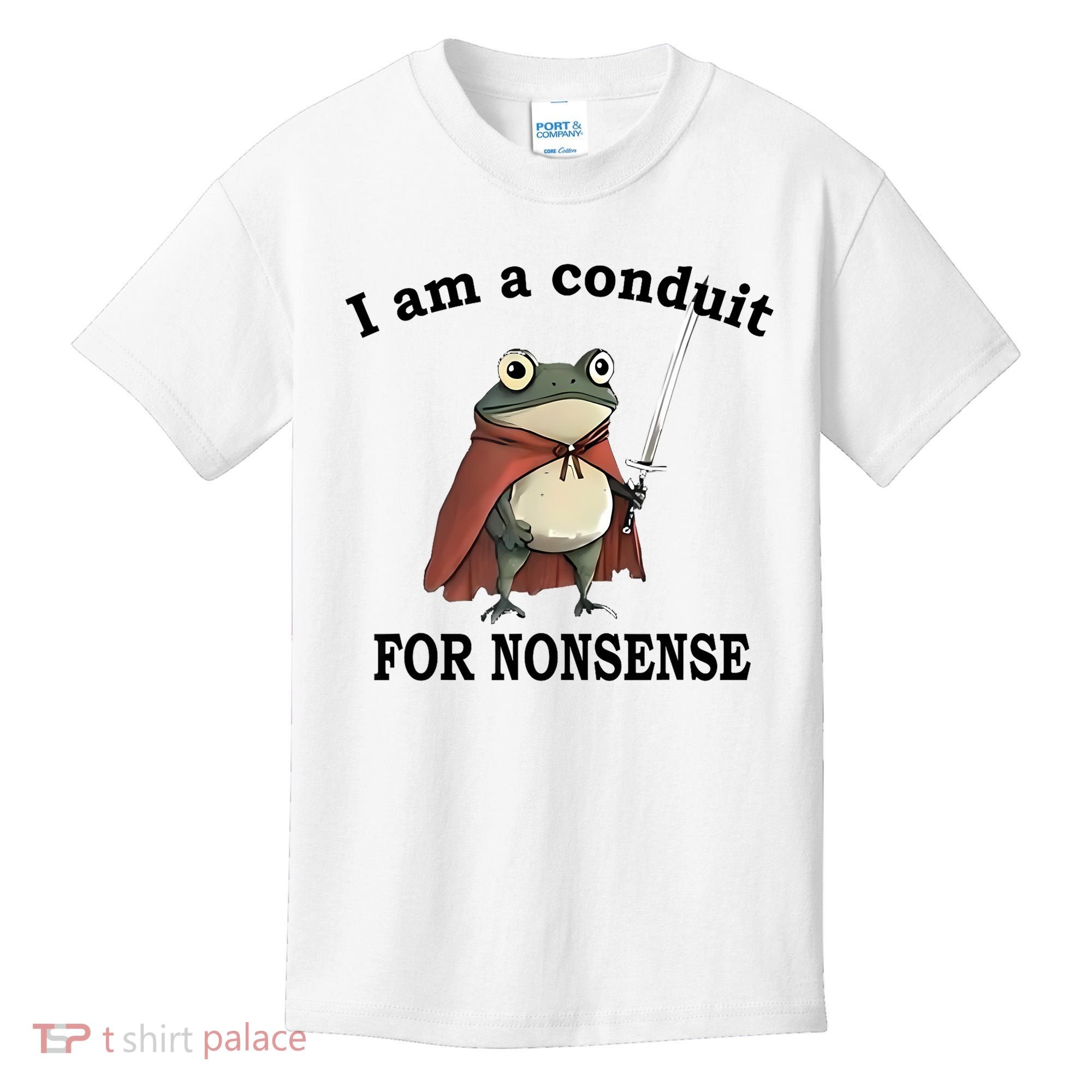I Am A Conduit For Nonsense Funny Frog With Sword Kids T-Shirt