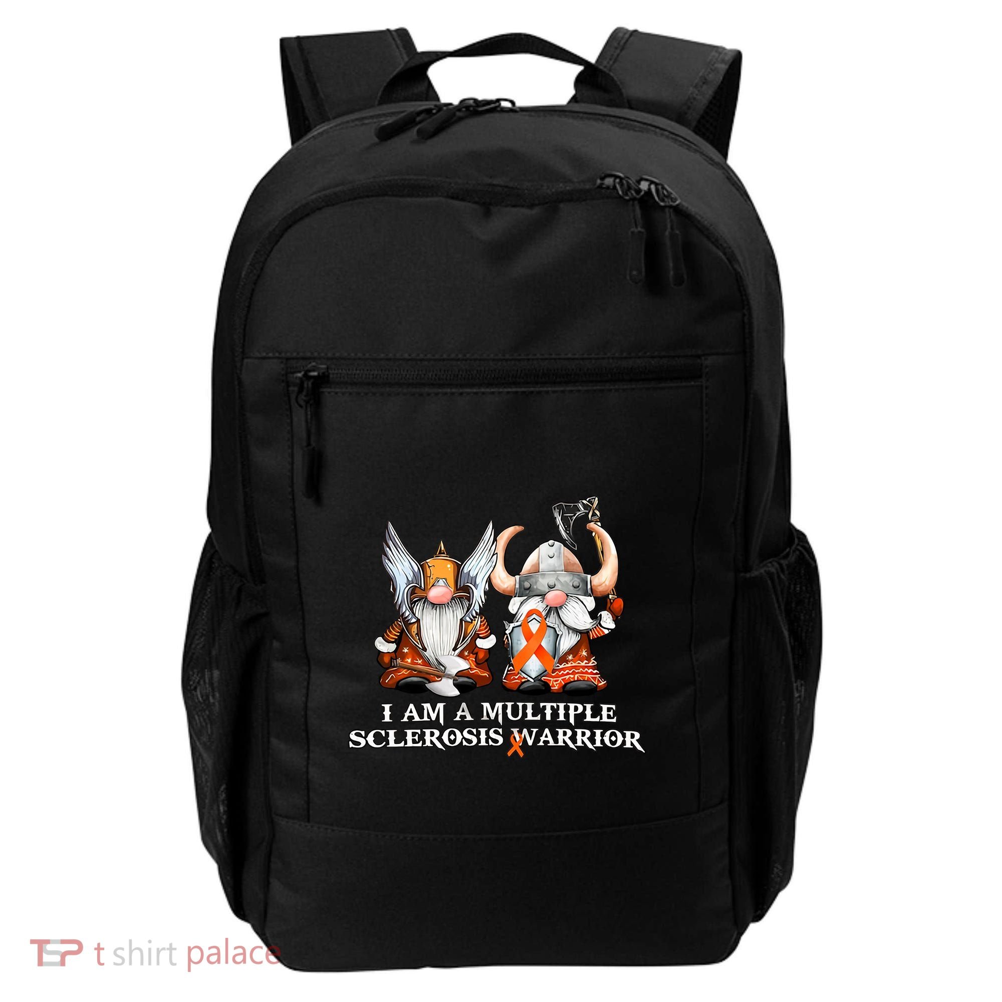 I Am A Multiple Sclerosis Warrior Gnome MS Awareness Orange Ribbon Backpack