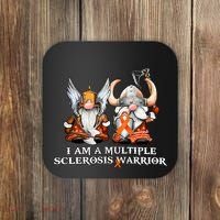 I Am A Multiple Sclerosis Warrior Gnome MS Awareness Orange Ribbon Coaster thumb 0