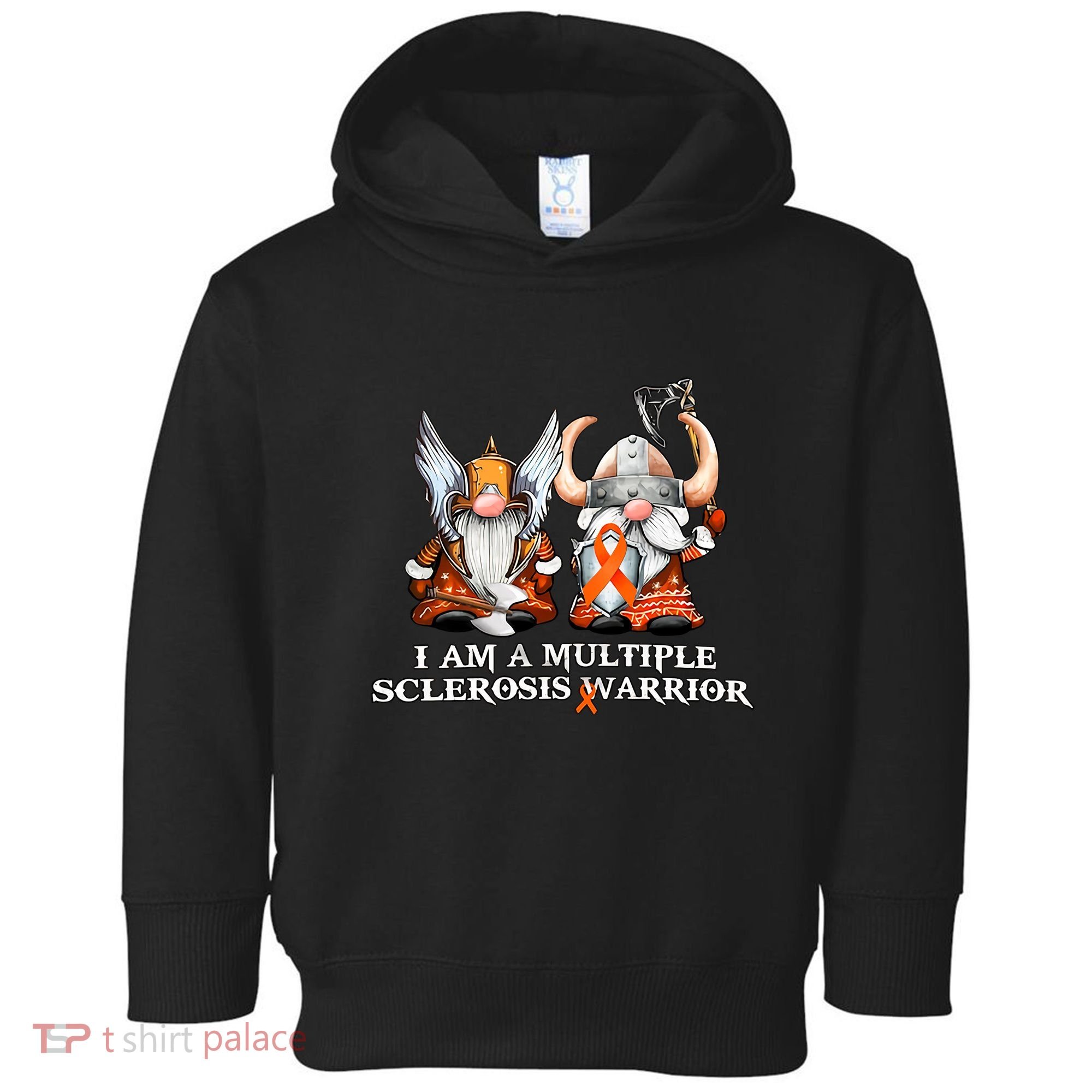 I Am A Multiple Sclerosis Warrior Gnome MS Awareness Orange Ribbon Toddler Hoodie