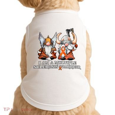 I Am A Multiple Sclerosis Warrior Gnome MS Awareness Orange Ribbon Doggie Tank