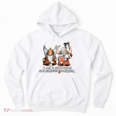 I Am A Multiple Sclerosis Warrior Gnome MS Awareness Orange Ribbon Hoodie