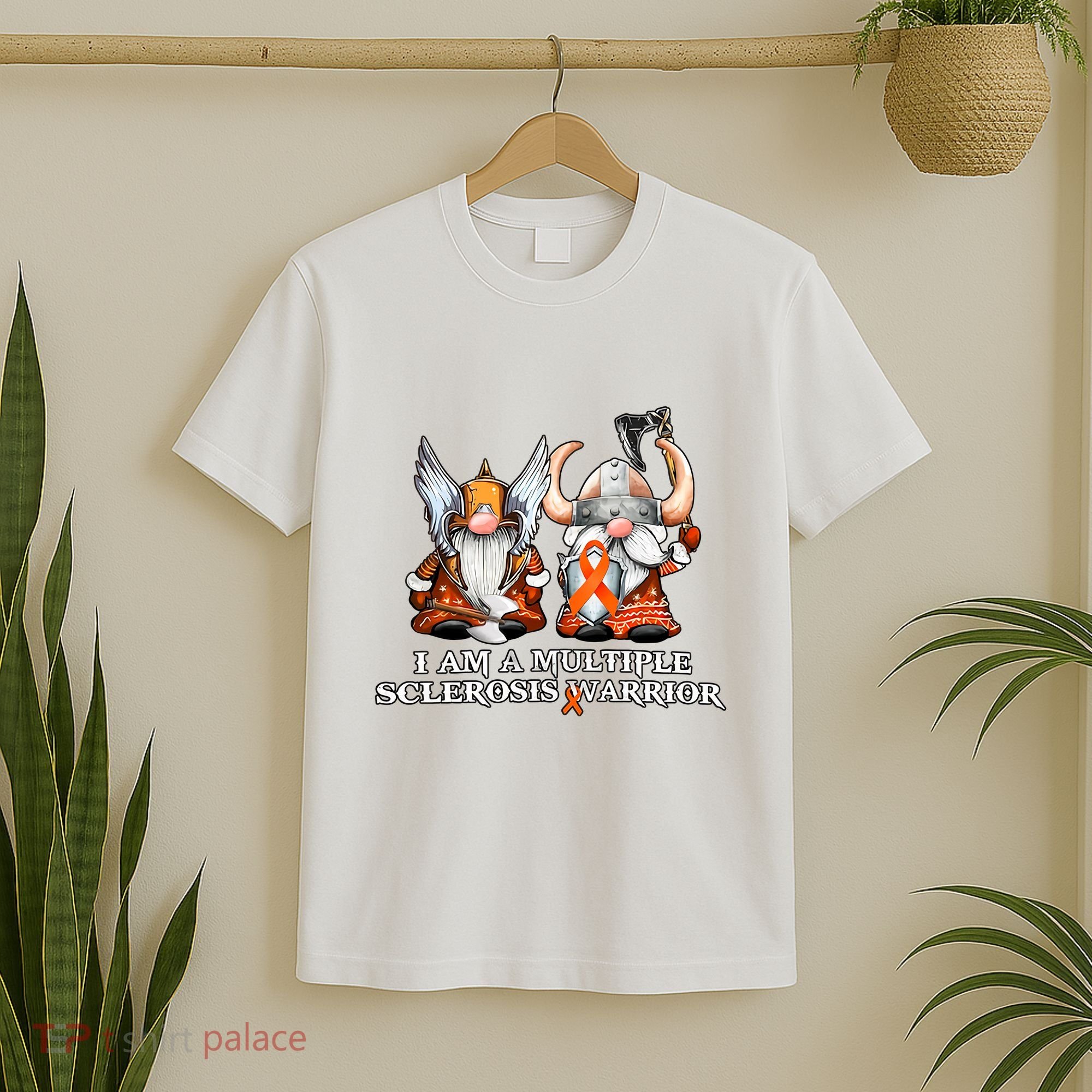 I Am A Multiple Sclerosis Warrior Gnome MS Awareness Orange Ribbon T-Shirt
