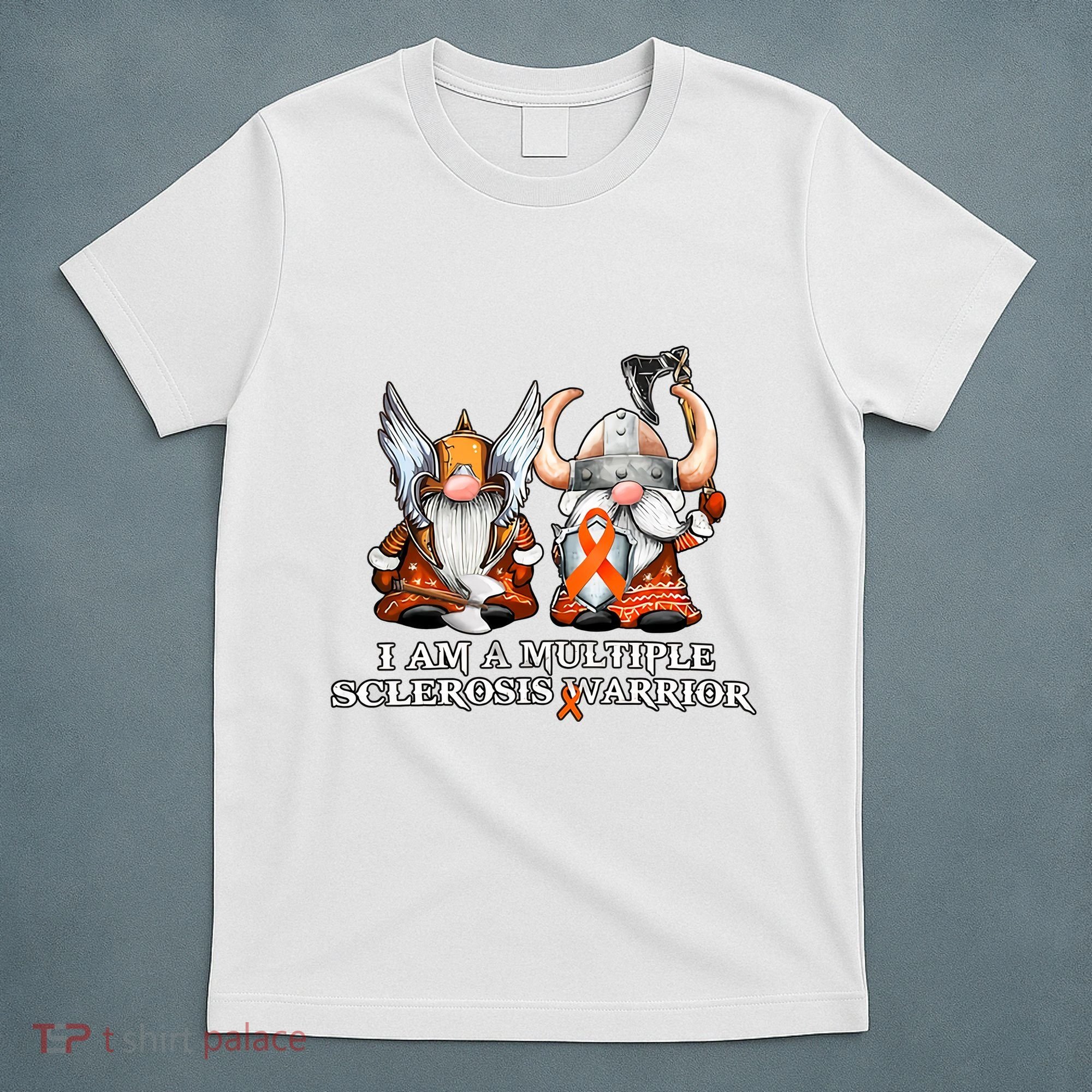I Am A Multiple Sclerosis Warrior Gnome MS Awareness Orange Ribbon T-Shirt