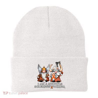 I Am A Multiple Sclerosis Warrior Gnome MS Awareness Orange Ribbon Beanie
