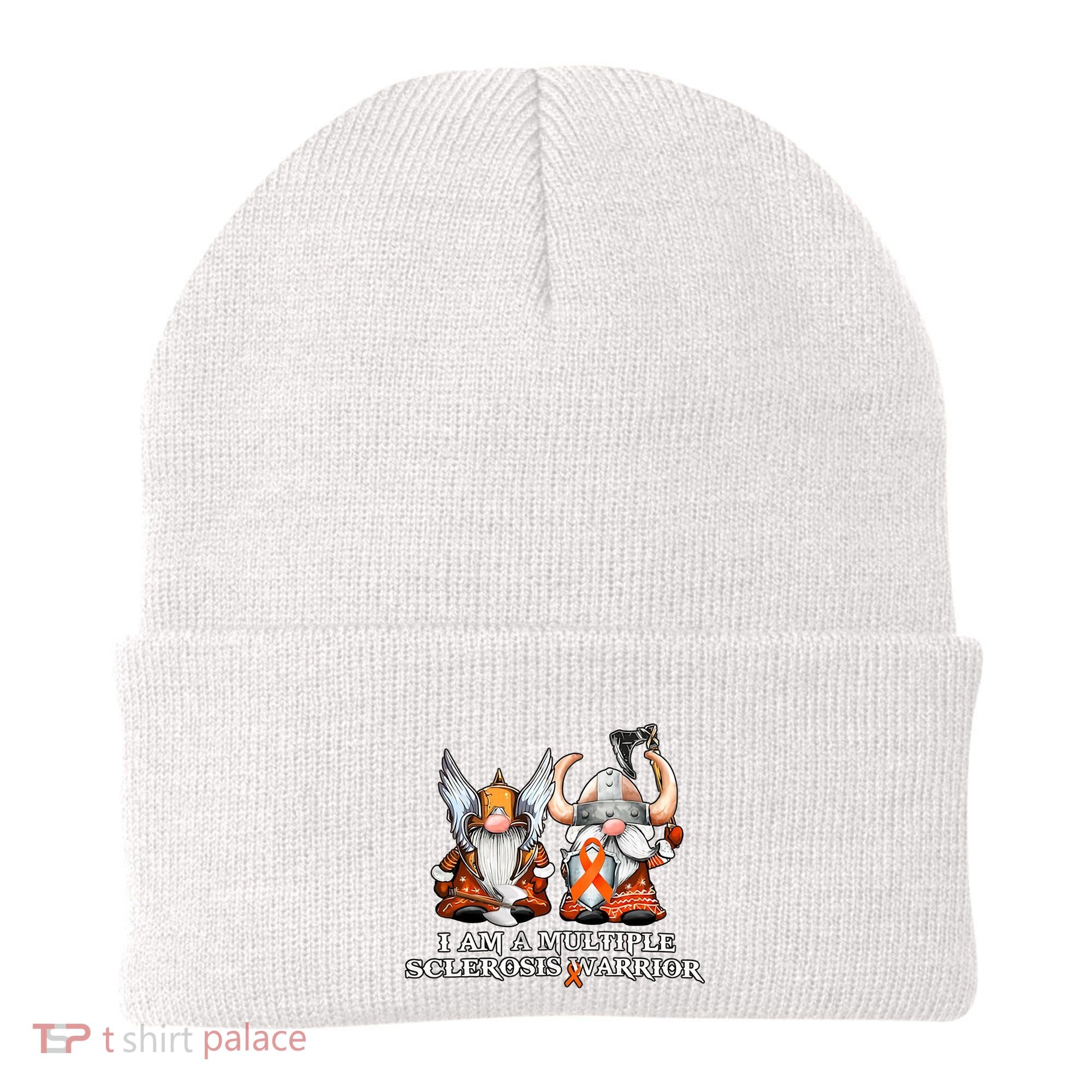 I Am A Multiple Sclerosis Warrior Gnome MS Awareness Orange Ribbon Beanie