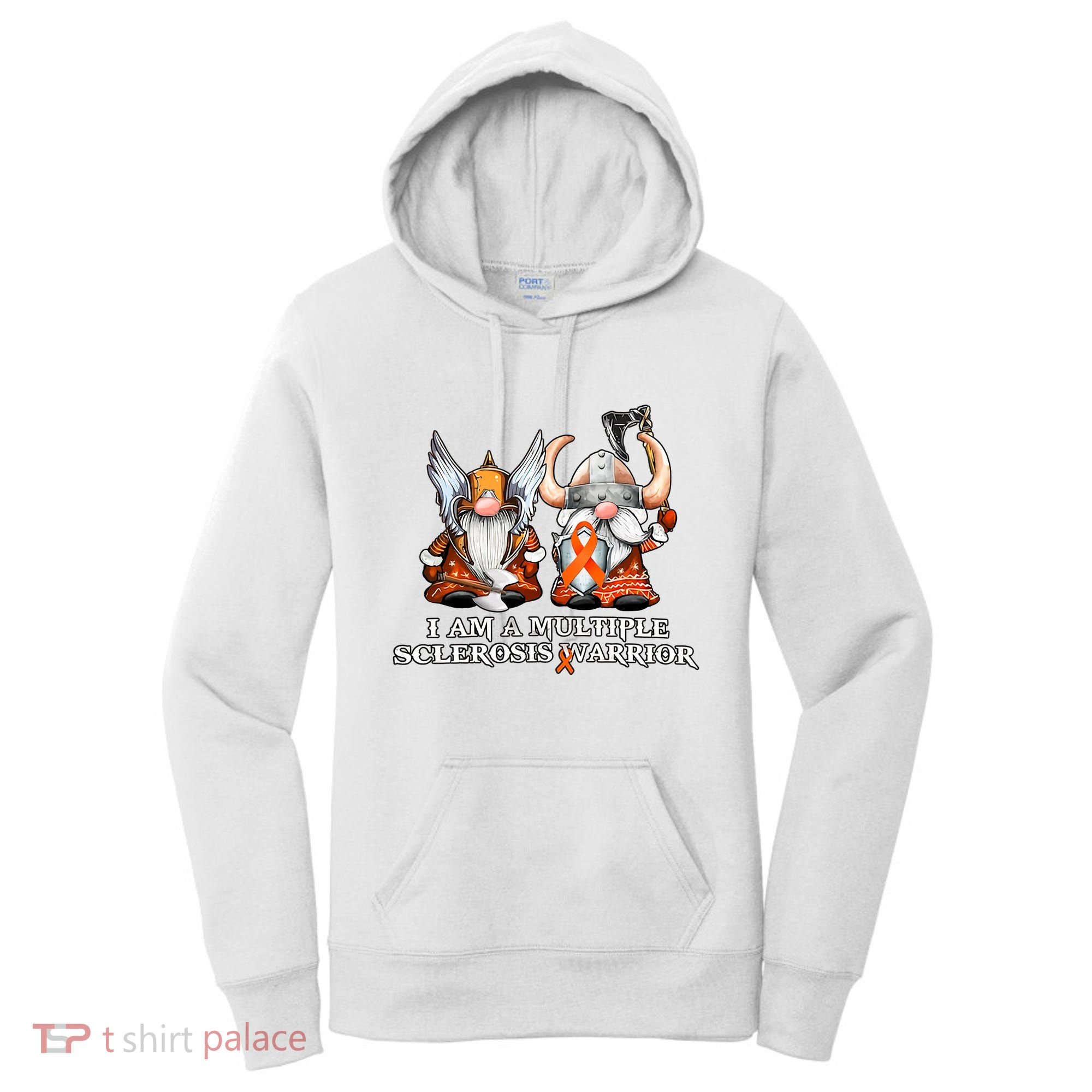 I Am A Multiple Sclerosis Warrior Gnome MS Awareness Orange Ribbon Women's Hoodie