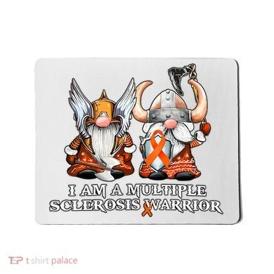 I Am A Multiple Sclerosis Warrior Gnome MS Awareness Orange Ribbon Mousepad