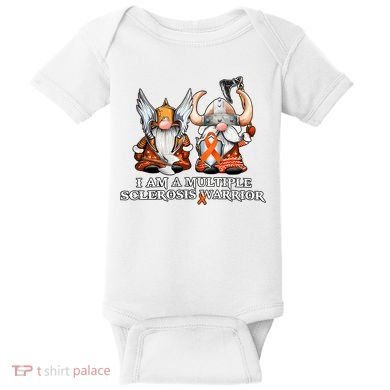 I Am A Multiple Sclerosis Warrior Gnome MS Awareness Orange Ribbon Baby Bodysuit