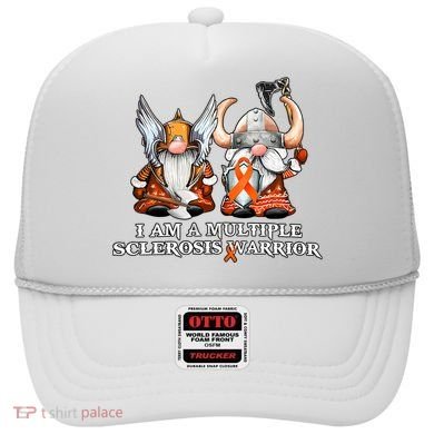 I Am A Multiple Sclerosis Warrior Gnome MS Awareness Orange Ribbon Hat