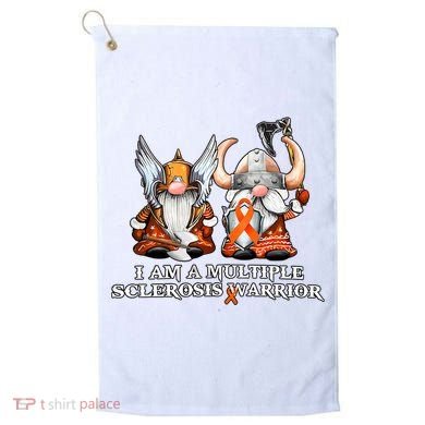 I Am A Multiple Sclerosis Warrior Gnome MS Awareness Orange Ribbon Golf Towel