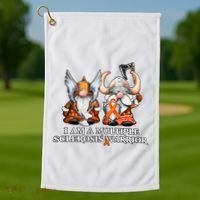 I Am A Multiple Sclerosis Warrior Gnome MS Awareness Orange Ribbon Golf Towel thumb 1