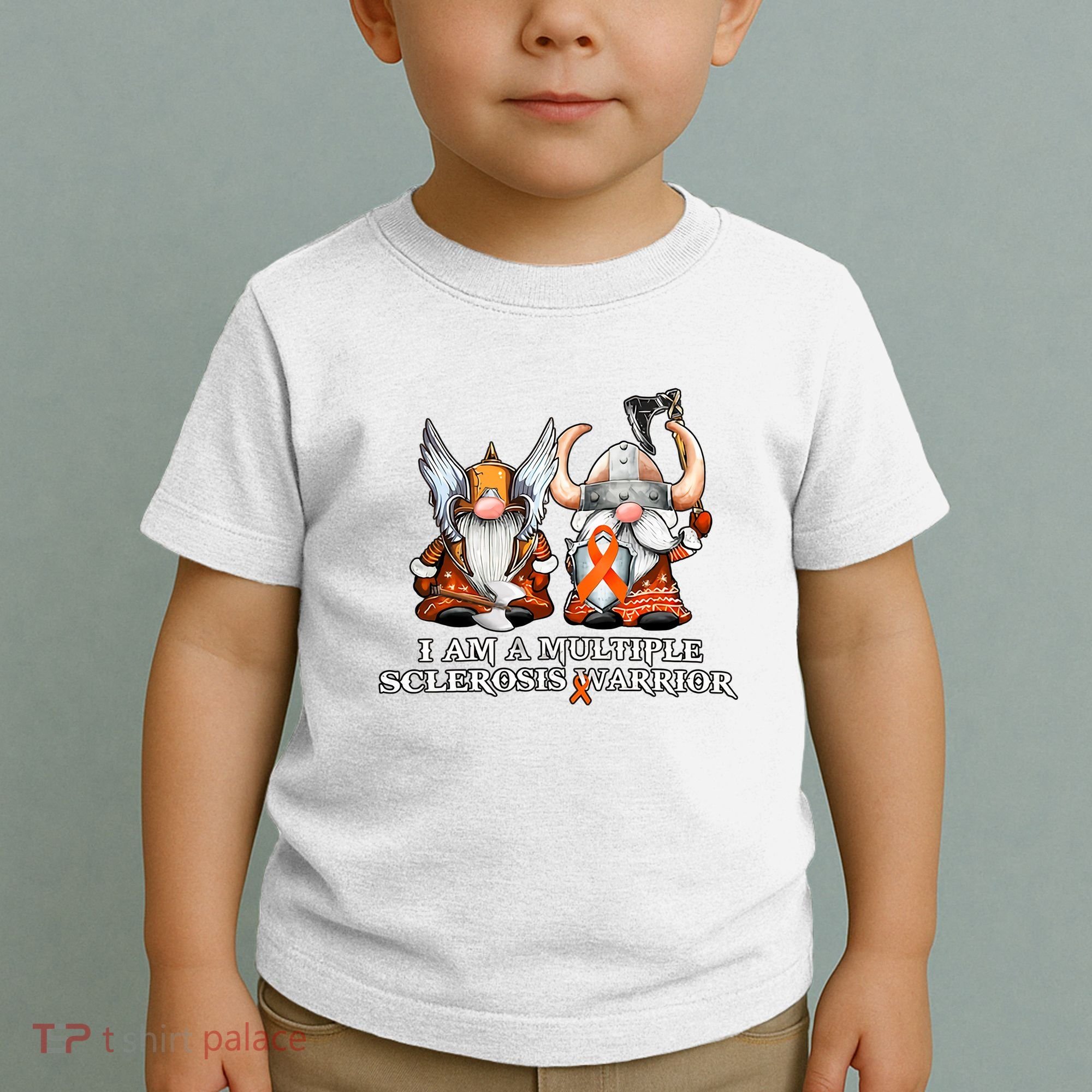 I Am A Multiple Sclerosis Warrior Gnome MS Awareness Orange Ribbon Toddler T-Shirt