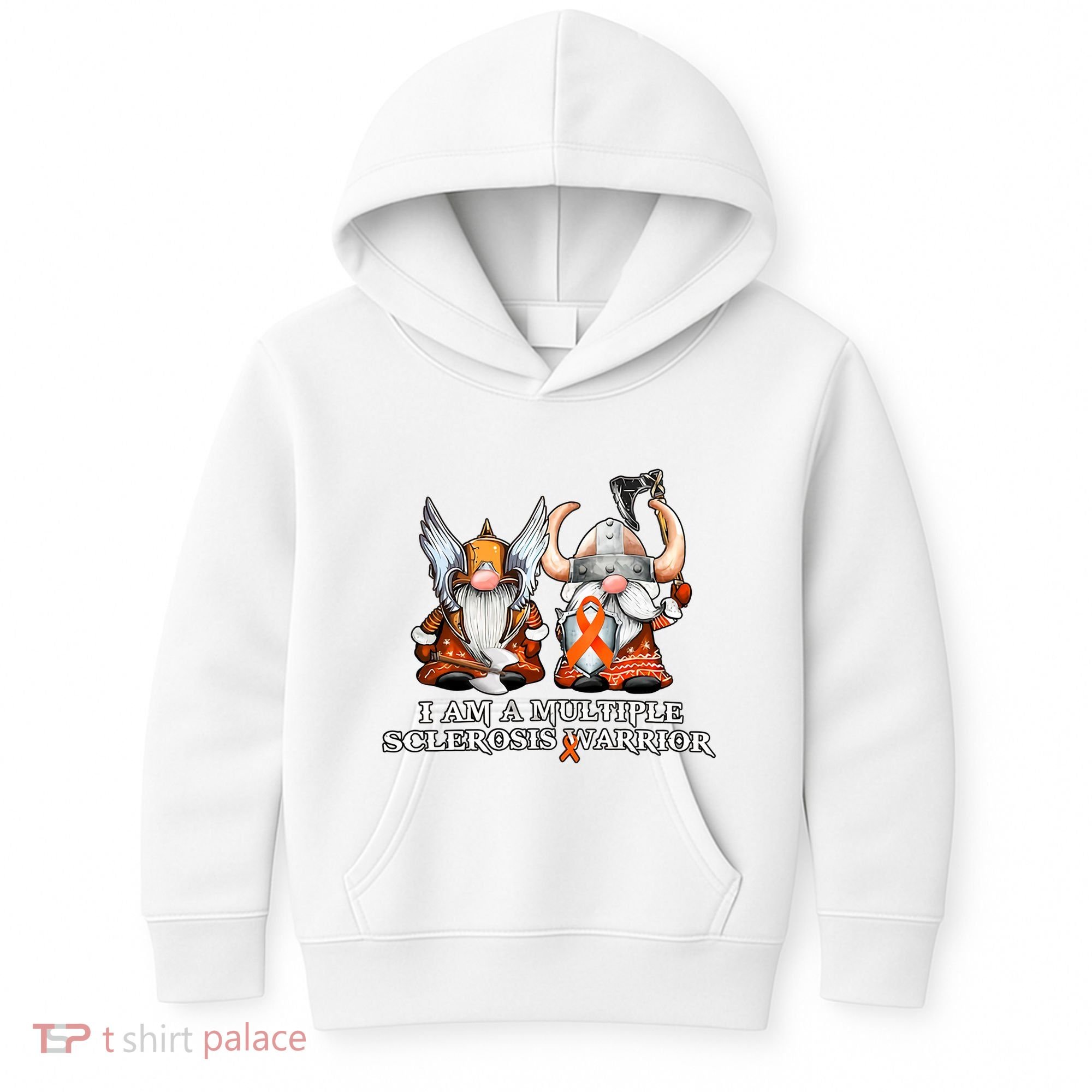 I Am A Multiple Sclerosis Warrior Gnome MS Awareness Orange Ribbon Kids Hoodie