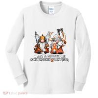 I Am A Multiple Sclerosis Warrior Gnome MS Awareness Orange Ribbon Kids Long Sleeve Shirt thumb 0