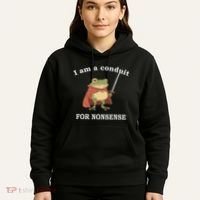 I Am A Conduit For Nonsense Funny Frog With Sword And Red Hoodie thumb 5