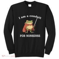 I Am A Conduit For Nonsense Funny Frog With Sword And Red Sweatshirt thumb 0