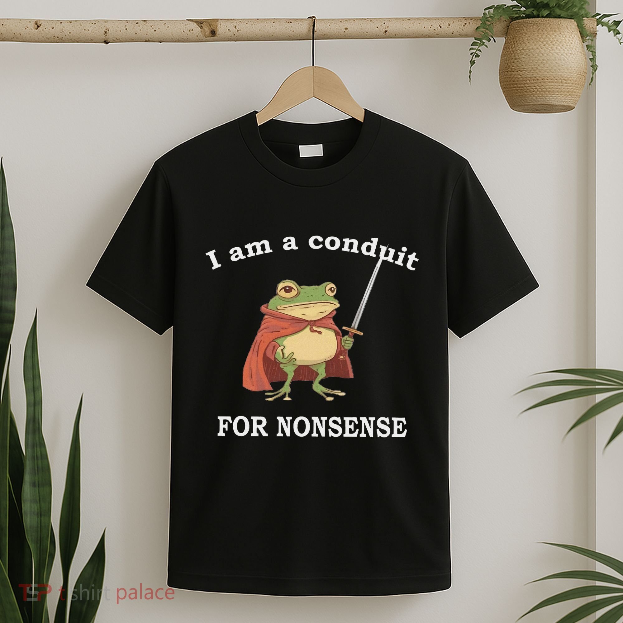 I Am A Conduit For Nonsense Funny Frog With Sword And Red T-Shirt