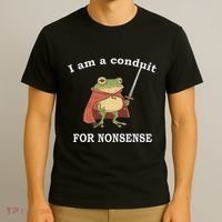 I Am A Conduit For Nonsense Funny Frog With Sword And Red T-Shirt thumb 3