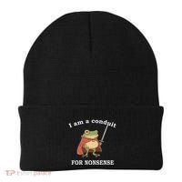 I Am A Conduit For Nonsense Funny Frog With Sword And Red Beanie thumb 0