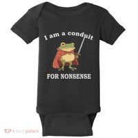 I Am A Conduit For Nonsense Funny Frog With Sword And Red Baby Bodysuit thumb 0