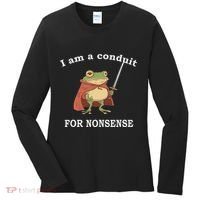 I Am A Conduit For Nonsense Funny Frog With Sword And Red Women's Long Sleeve Shirt thumb 0