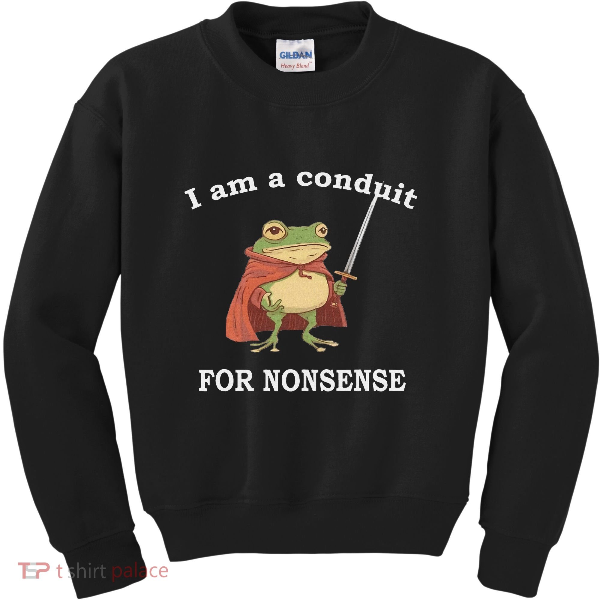 I Am A Conduit For Nonsense Funny Frog With Sword And Red Kids Sweatshirt