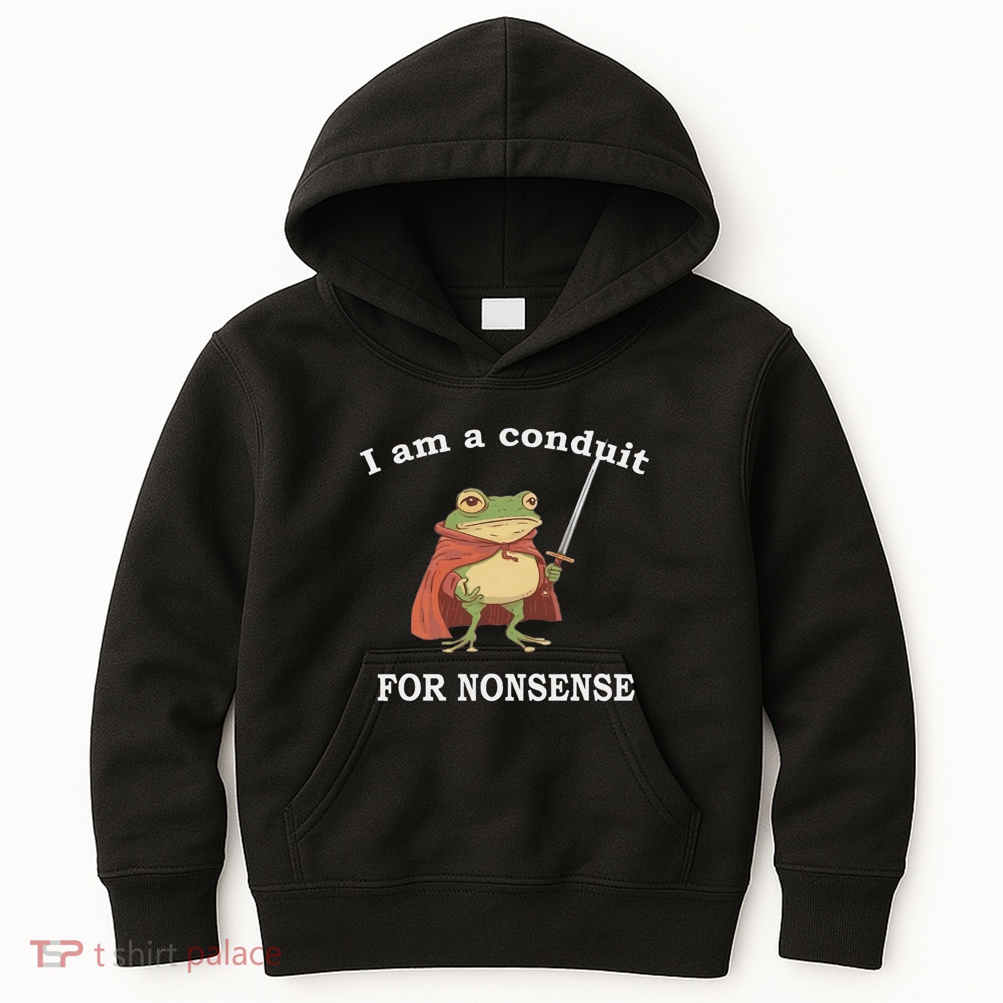 I Am A Conduit For Nonsense Funny Frog With Sword And Red Kids Hoodie