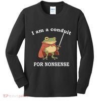 I Am A Conduit For Nonsense Funny Frog With Sword And Red Kids Long Sleeve Shirt thumb 0