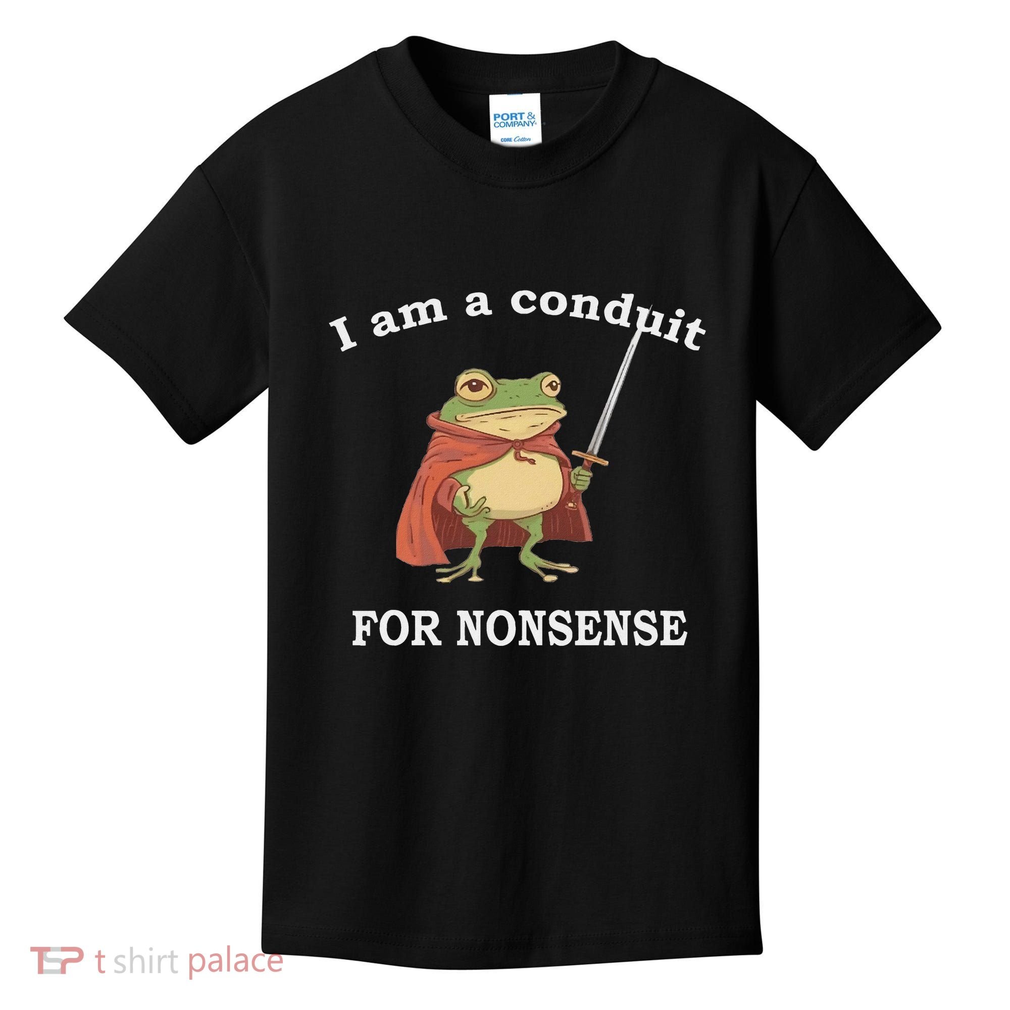 I Am A Conduit For Nonsense Funny Frog With Sword And Red Kids T-Shirt