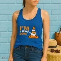 I Am A Traffic Cone Halloween Costume IM Lazy Easy Women's Tank Top thumb 2