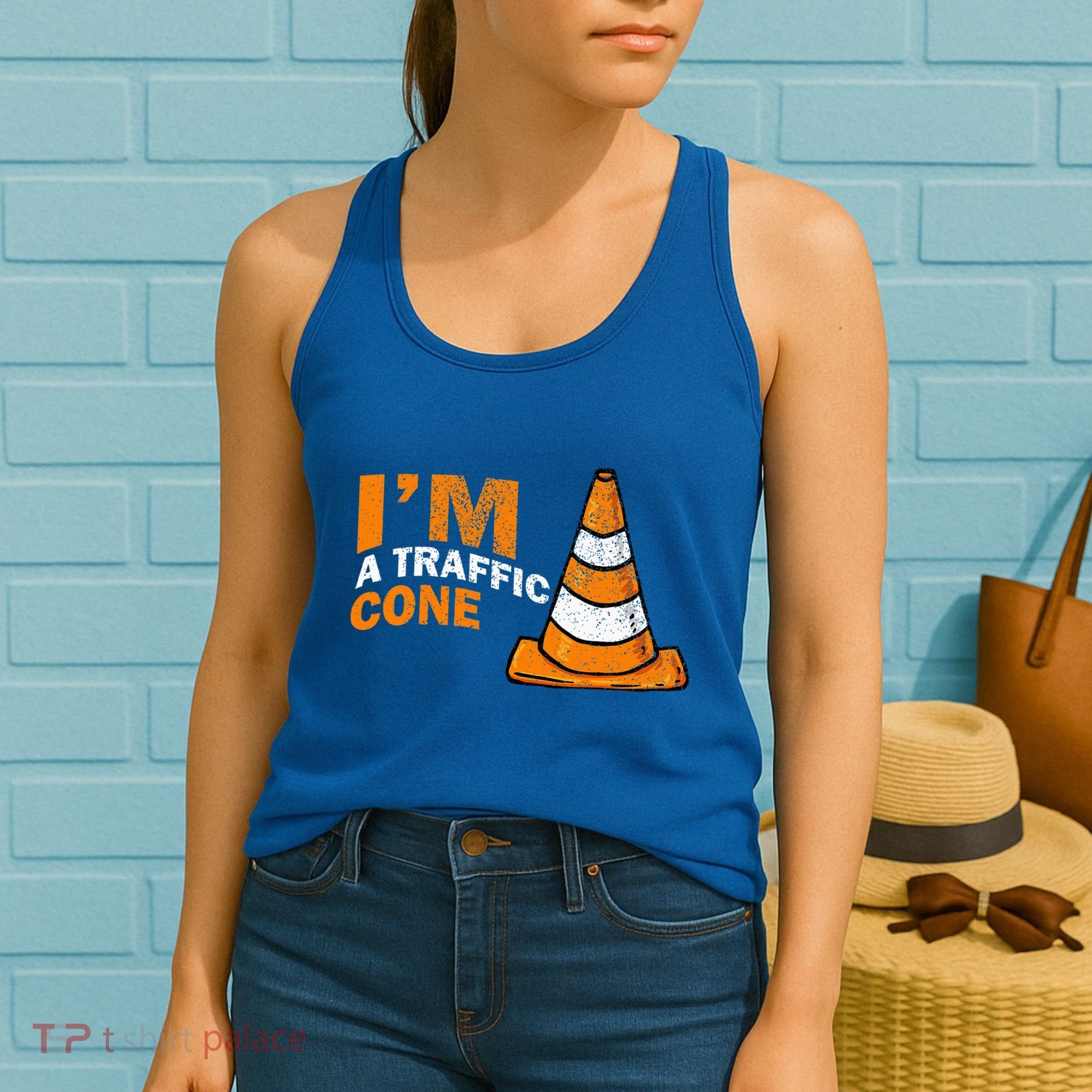 I Am A Traffic Cone Halloween Costume IM Lazy Easy Women's Tank Top