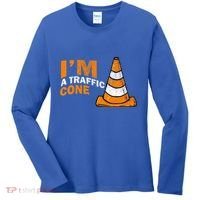 I Am A Traffic Cone Halloween Costume IM Lazy Easy Women's Long Sleeve Shirt thumb 0