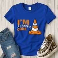 I Am A Traffic Cone Halloween Costume IM Lazy Easy Women's T-Shirt thumb 3