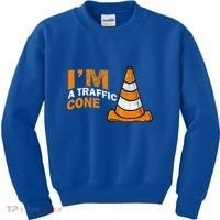 I Am A Traffic Cone Halloween Costume IM Lazy Easy Kids Sweatshirt thumb 0