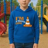 I Am A Traffic Cone Halloween Costume IM Lazy Easy Kids Hoodie thumb 2