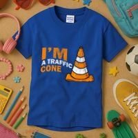 I Am A Traffic Cone Halloween Costume IM Lazy Easy Kids T-Shirt thumb 3