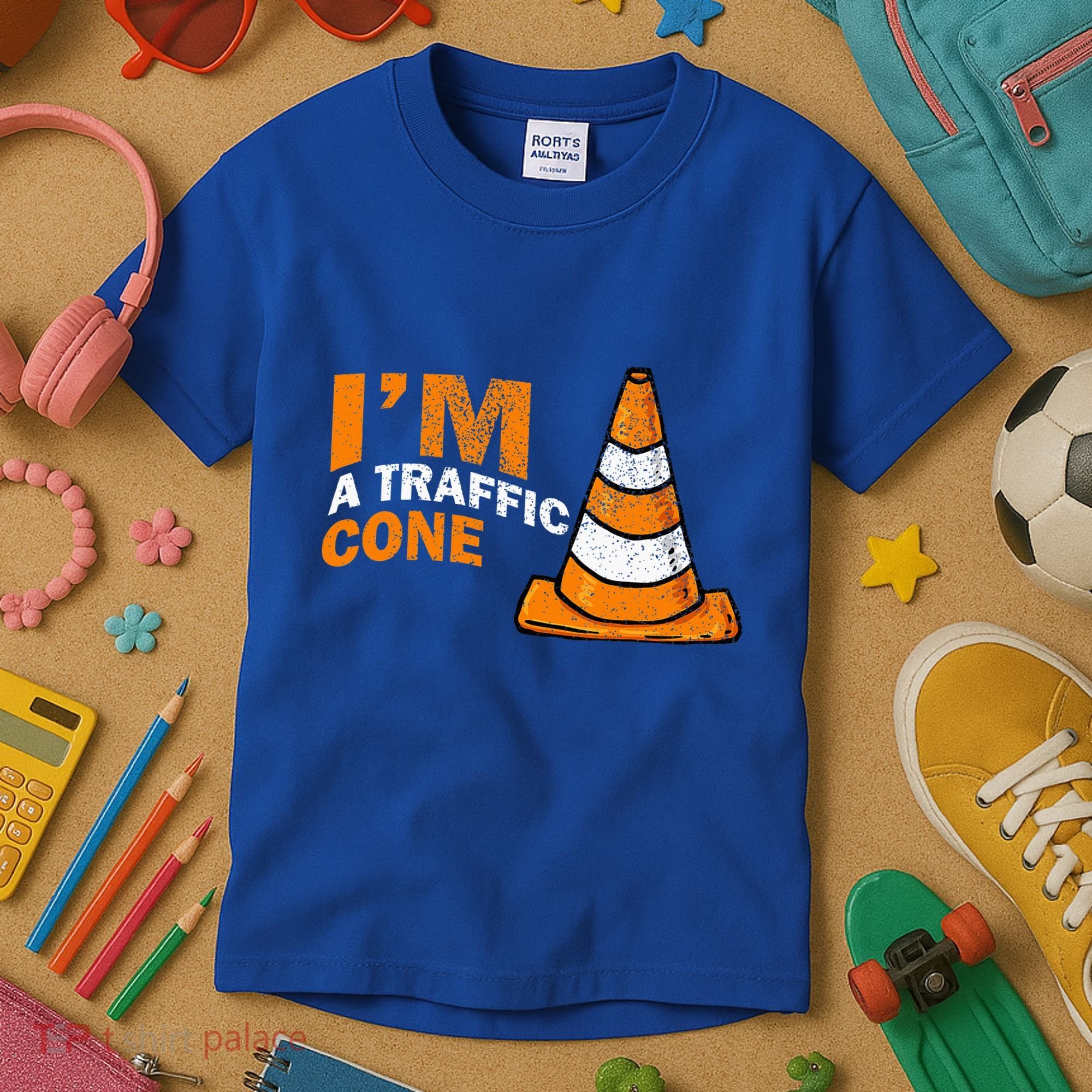 I Am A Traffic Cone Halloween Costume IM Lazy Easy Kids T-Shirt